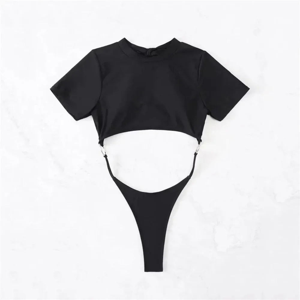 Micro Thong Swimwear One Piece Swimsuits Cut Out Monokini Backless Bathing Suit Blue Bikini Bathers Beach Wear