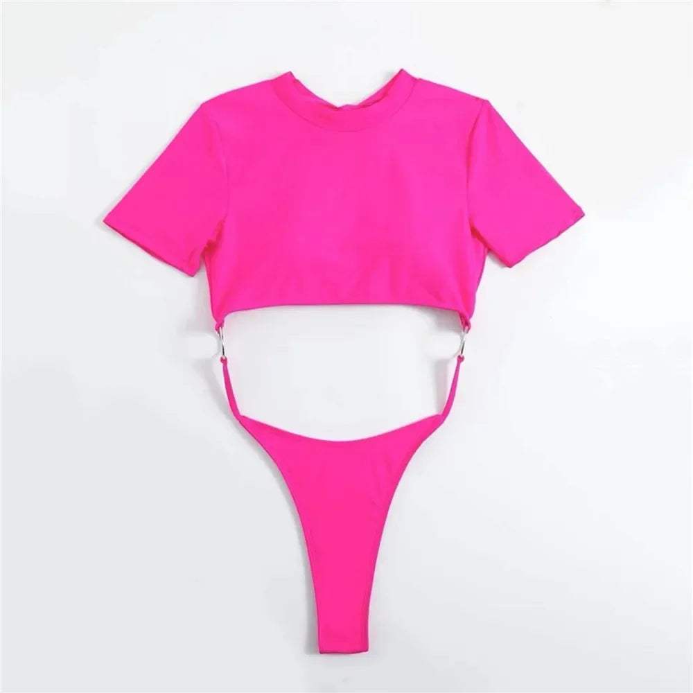 Micro Thong Swimwear One Piece Swimsuits Cut Out Monokini Backless Bathing Suit Blue Bikini Bathers Beach Wear