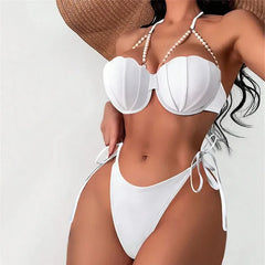 Pearl Shell High Waisted Bikinis Sets
