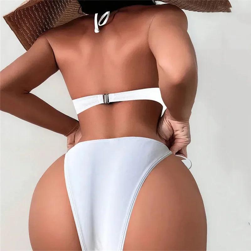 Pearl Shell High Waisted Bikinis Sets