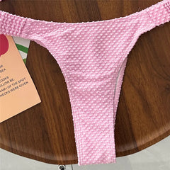 Pink Bead String Halter Triangle Bikinis Sets