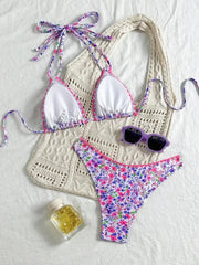 Pink Floral Print Bikini Set