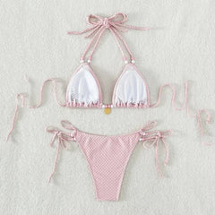 Pink Micro Thong Bikinis Sets