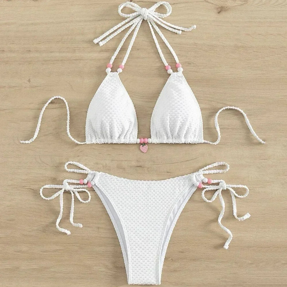 Pink Micro Thong Bikinis Sets