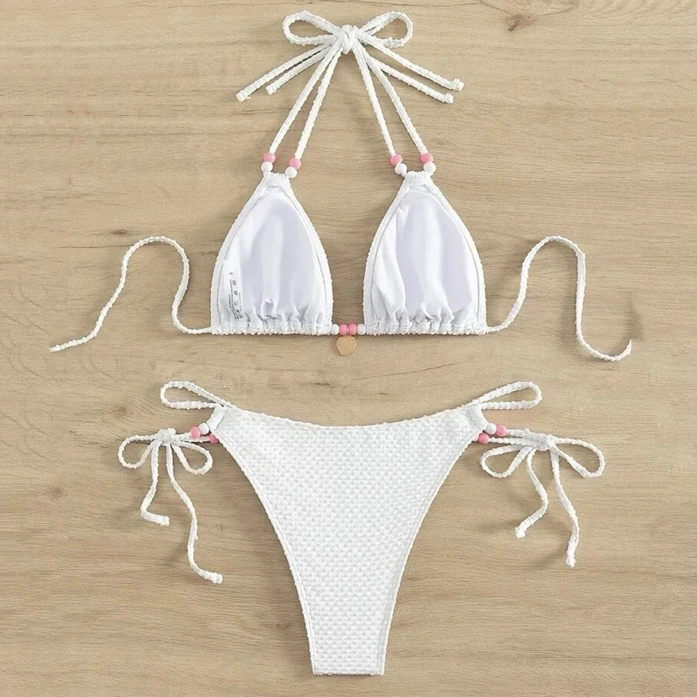 Pink Micro Thong Bikinis Sets