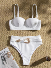 Push Up Underwire Swimwear Solid White Black Padded Buckle One Piece Swimsuit Beach Bathing Suit Bodysuit Monokini