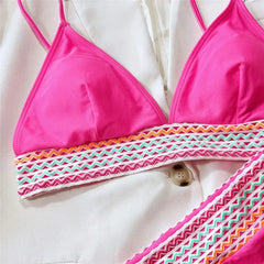 Rose Red High Waisted Bikinis Sets