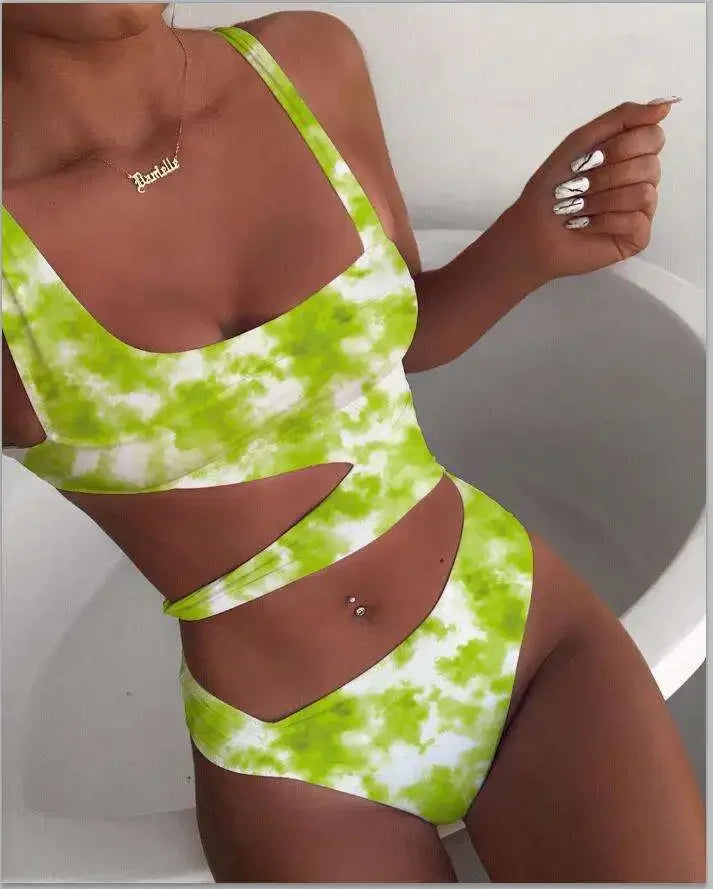 Solid Black One Piece Swimsuit Beach Leopard Push Up Tummy Control Swimwear Cut Out Bathing Suit High Waist Swimwear