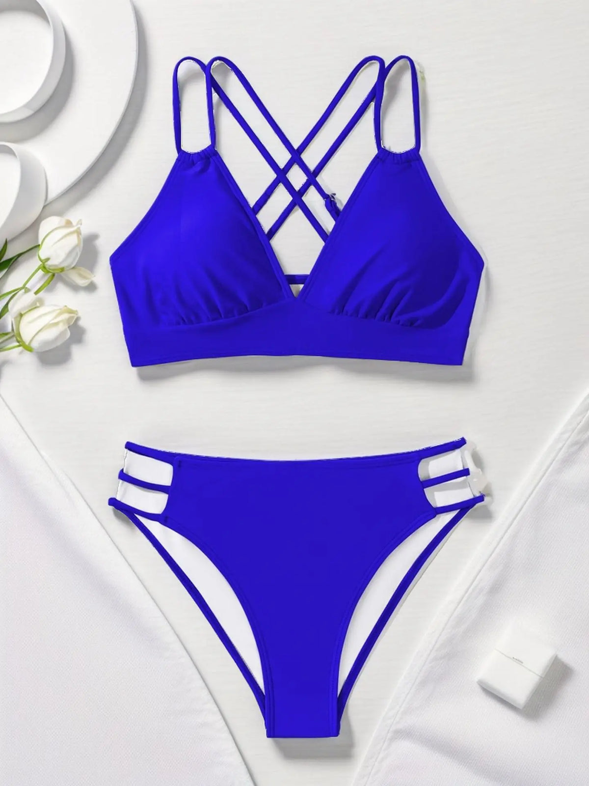 Solid Black Two Piece Swimsuit