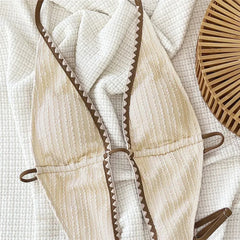 String Halter Backless Swimwear One Piece Swimsuit Hollow Out Monokini Beige Texture Bathing Swimming Suit Wear