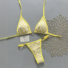 Swimsuit Braided Rope Micro Bikinis Swimsuit Lace-up Print Brazilian Thong Biquinis Beach Bathing Suit