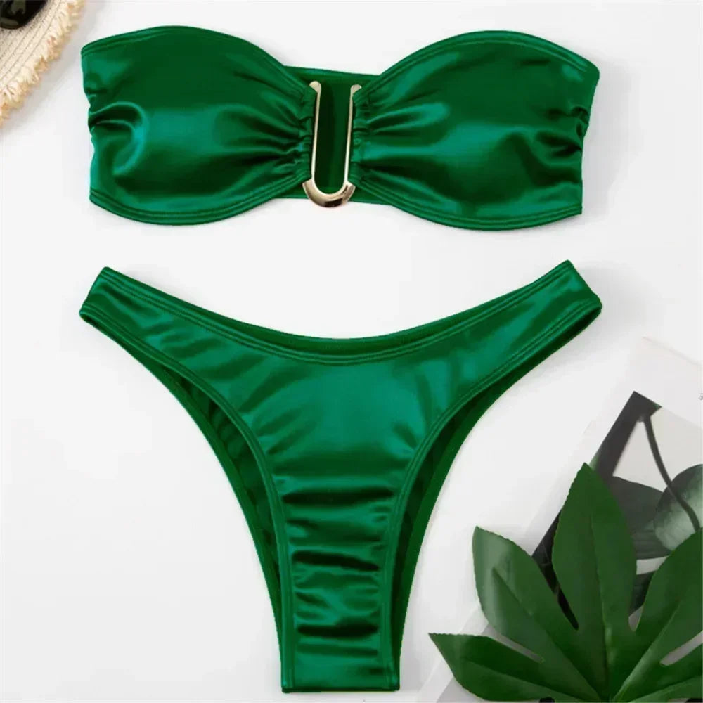 U Shaped Bandeau Bikinis Sets