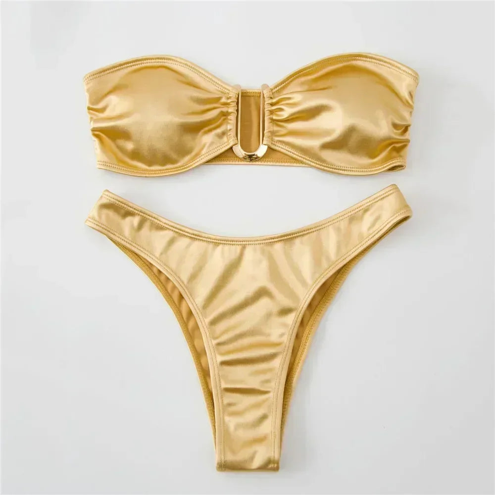 U Shaped Bandeau Bikinis Sets