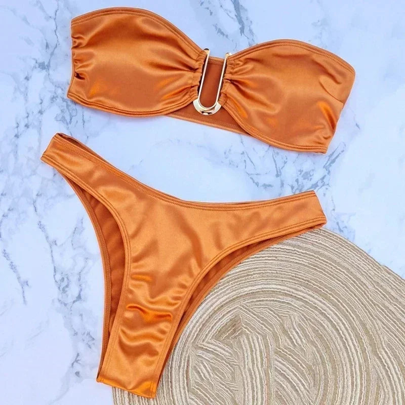 U Shaped Bandeau Bikinis Sets