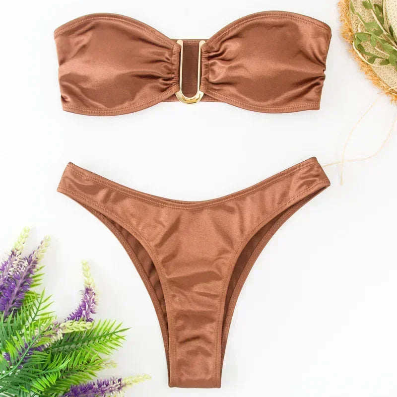U Shaped Bandeau Bikinis Sets