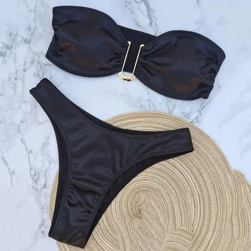 U Shaped Bandeau Bikinis Sets