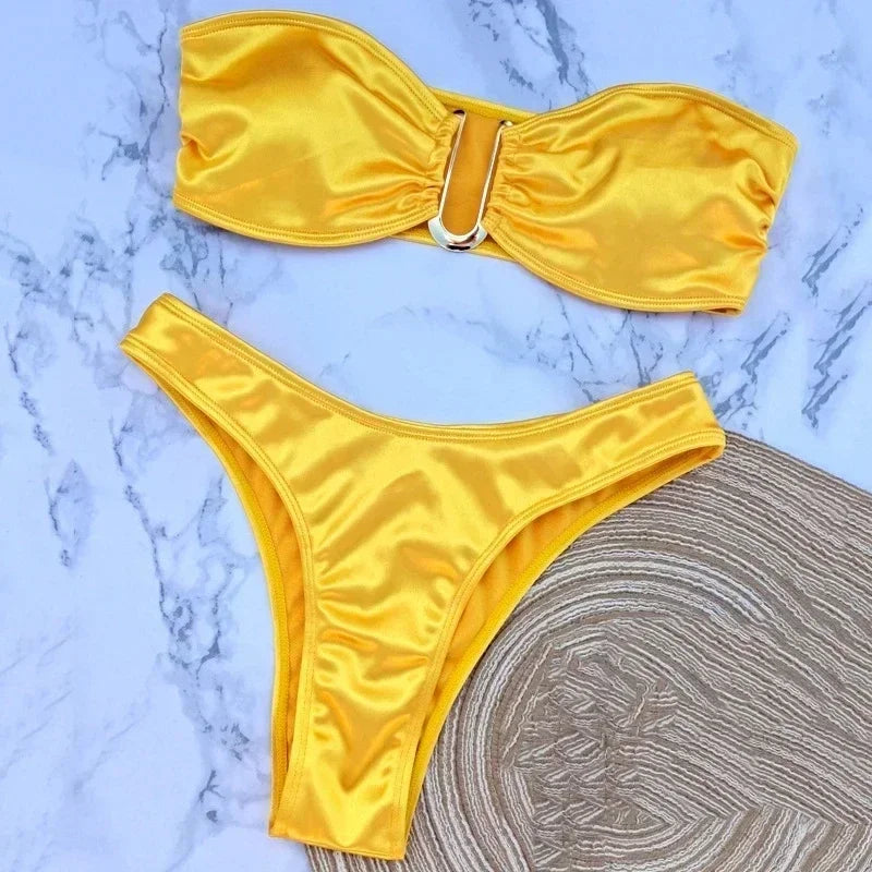U Shaped Bandeau Bikinis Sets