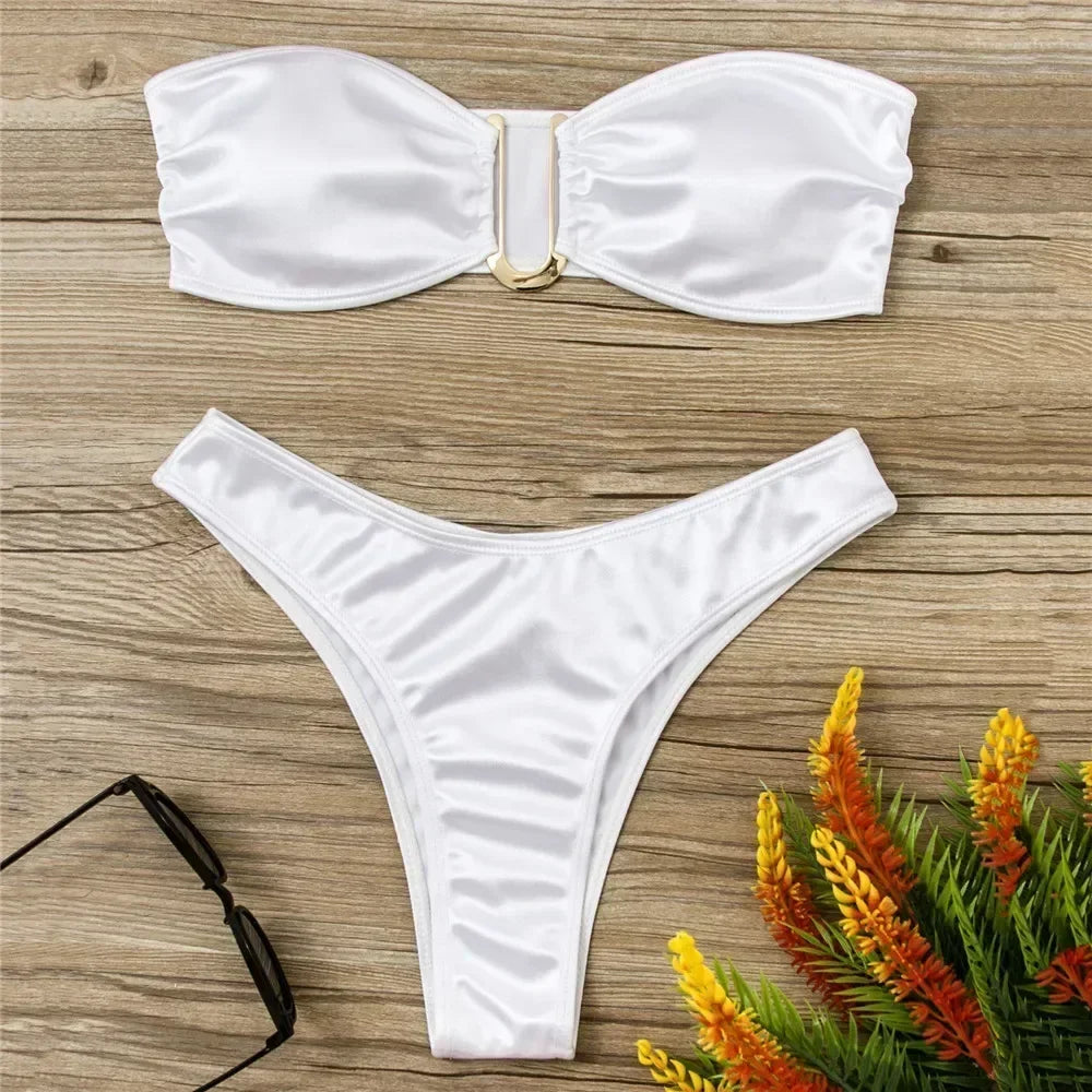 U Shaped Bandeau Bikinis Sets