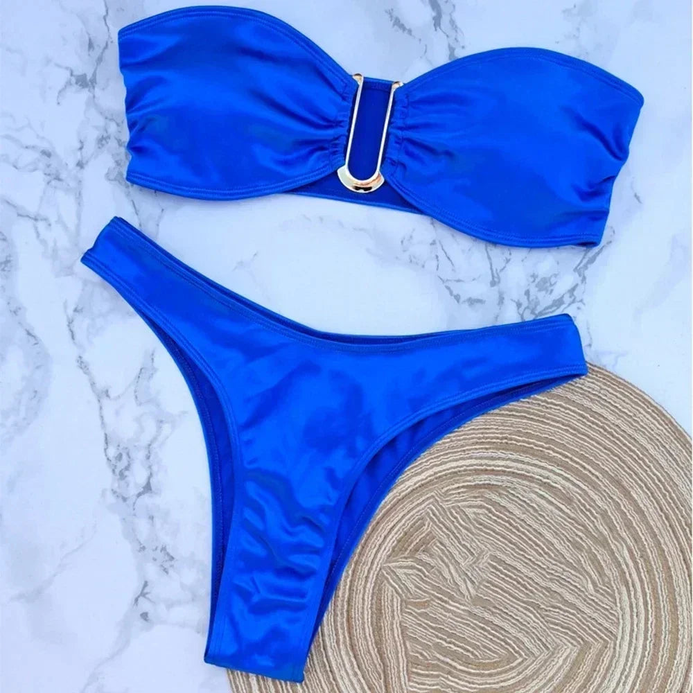 U Shaped Bandeau Bikinis Sets