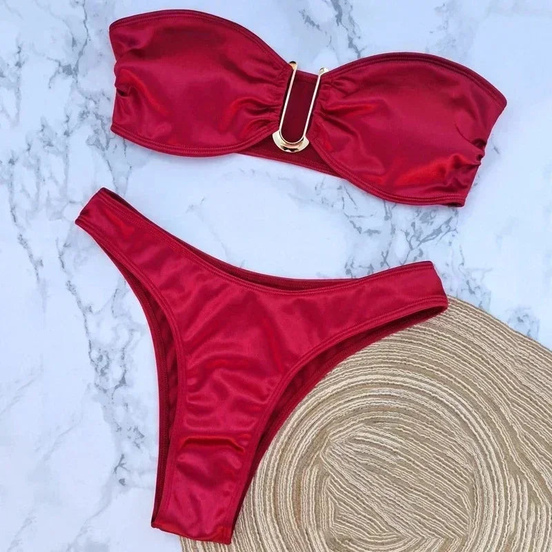 U Shaped Bandeau Bikinis Sets