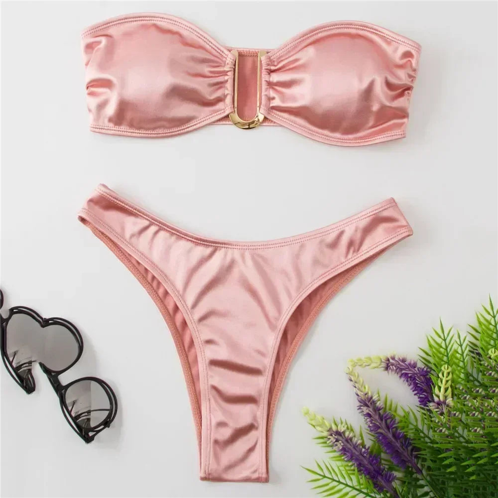 U Shaped Bandeau Bikinis Sets
