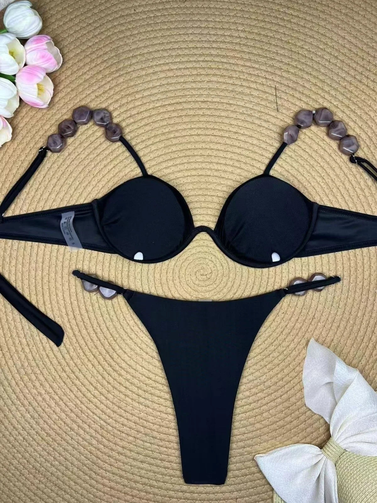 White Black Bikini Set