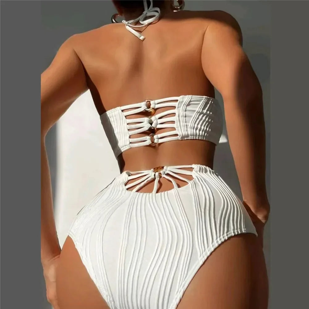 White High Waisted Bikini Set
