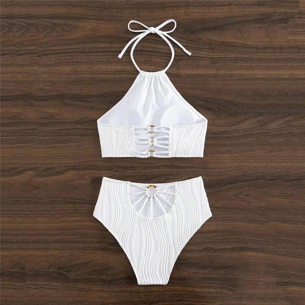 White High Waisted Bikini Set