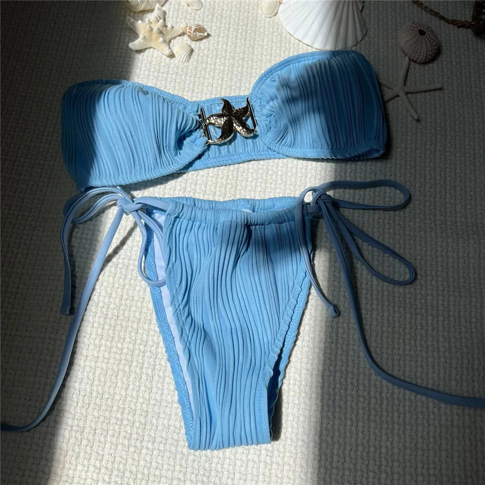 White Micro Thong Bikinis Sets