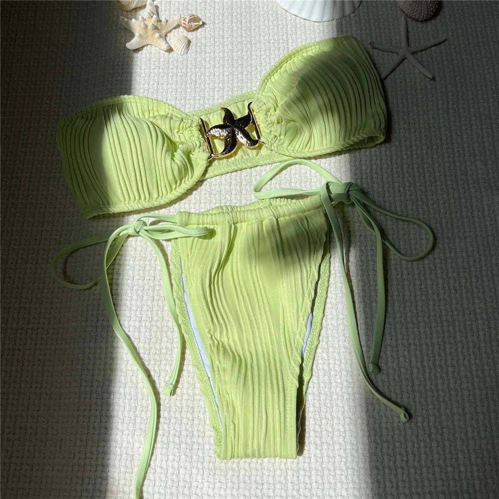 White Micro Thong Bikinis Sets