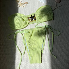 White Micro Thong Bikinis Sets