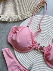 White Pink Bikini Set