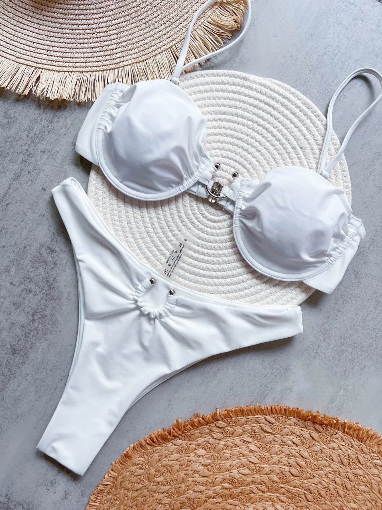 White Pink Bikini Set