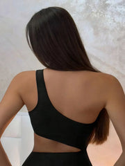 one shoulder one piece swimsuit swimwear bodysuit female body bathing suit