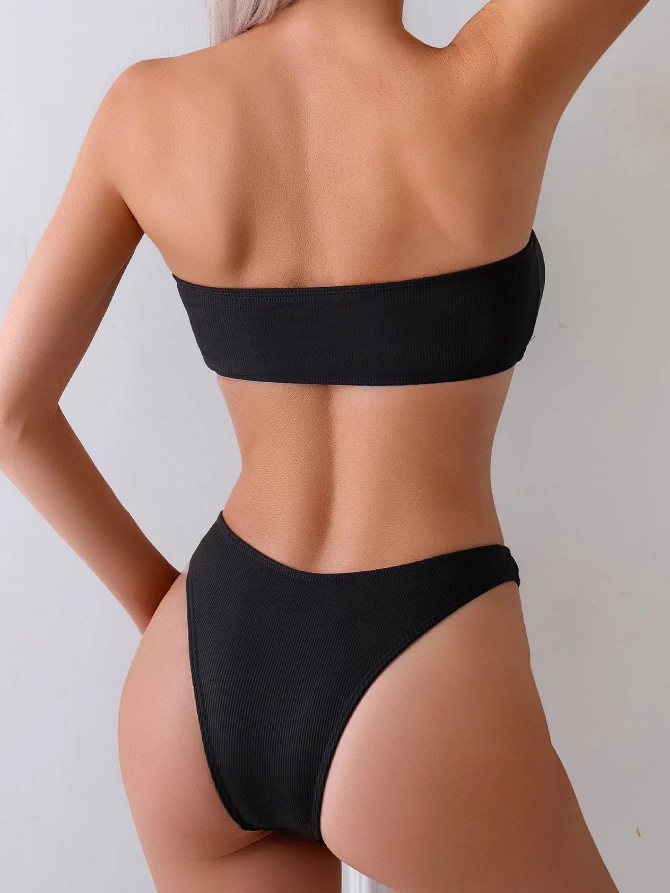 Solid Black 2 Piece Swimsuit