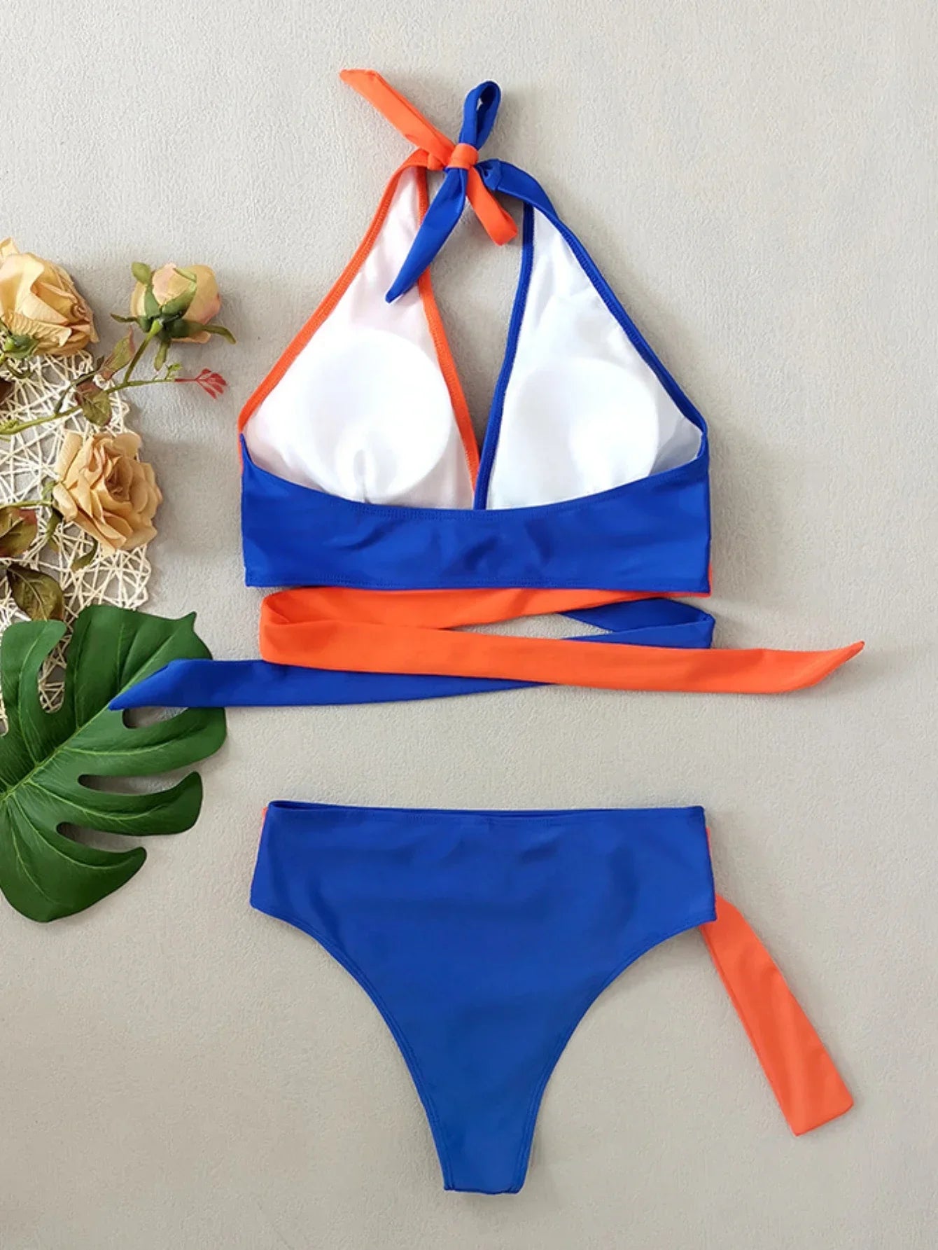 Solid Color Patchwork Bikini Set