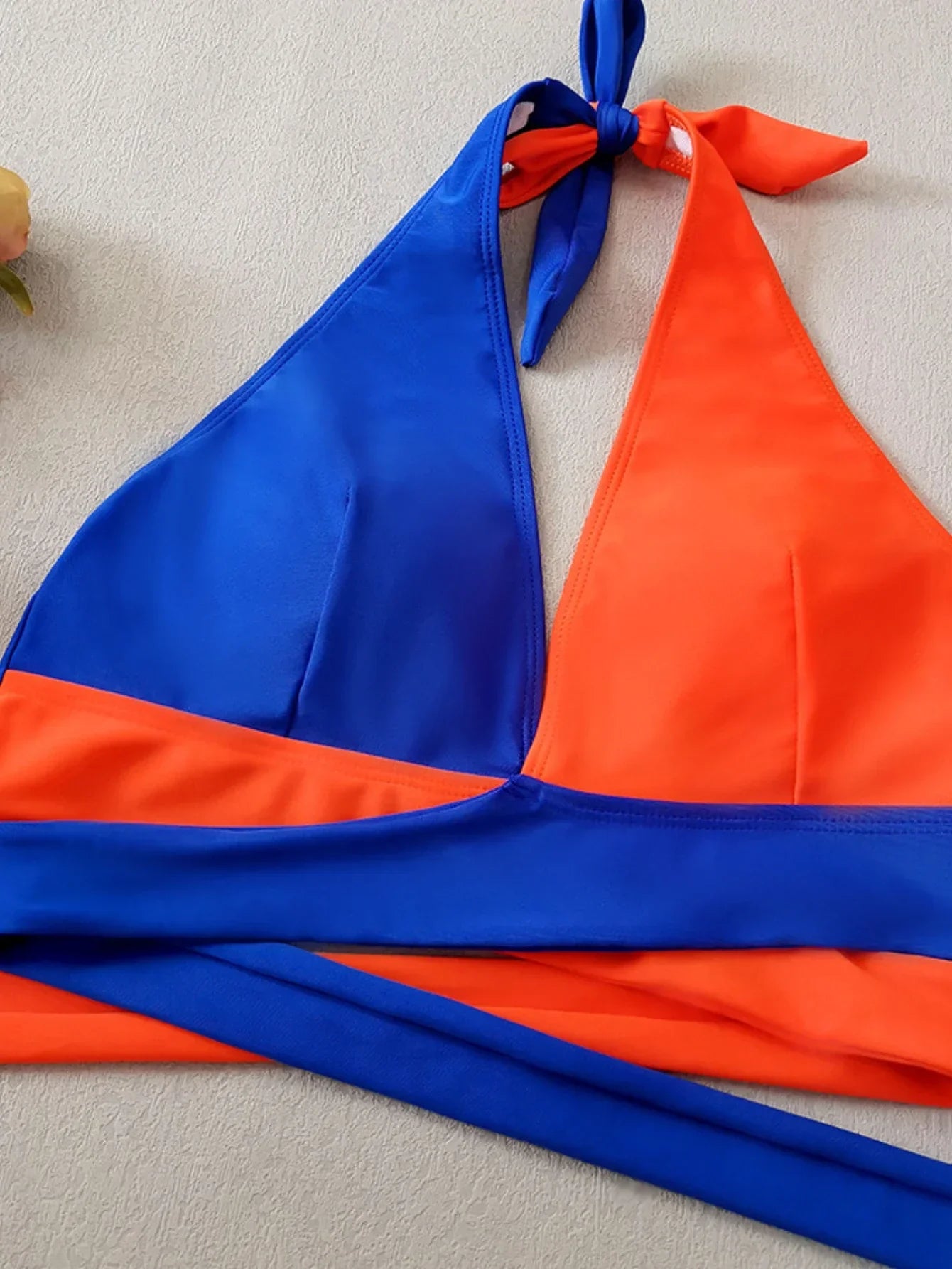 Solid Color Patchwork Bikini Set