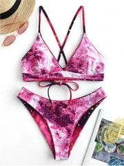 Starry Sky Print Reversible Bikini Sets