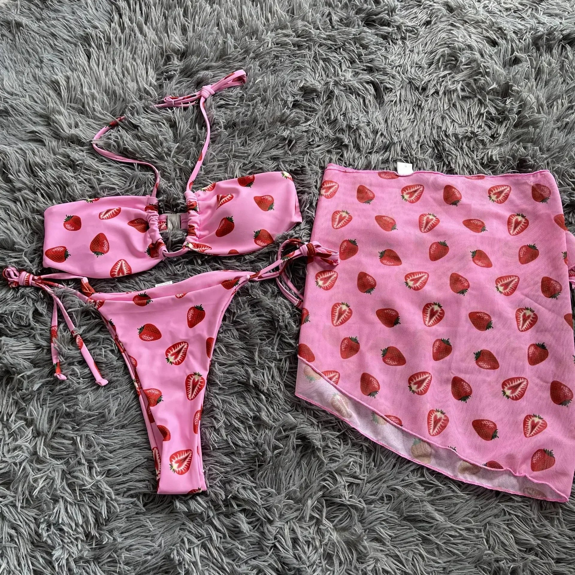 Strawberry Print Bikini Set