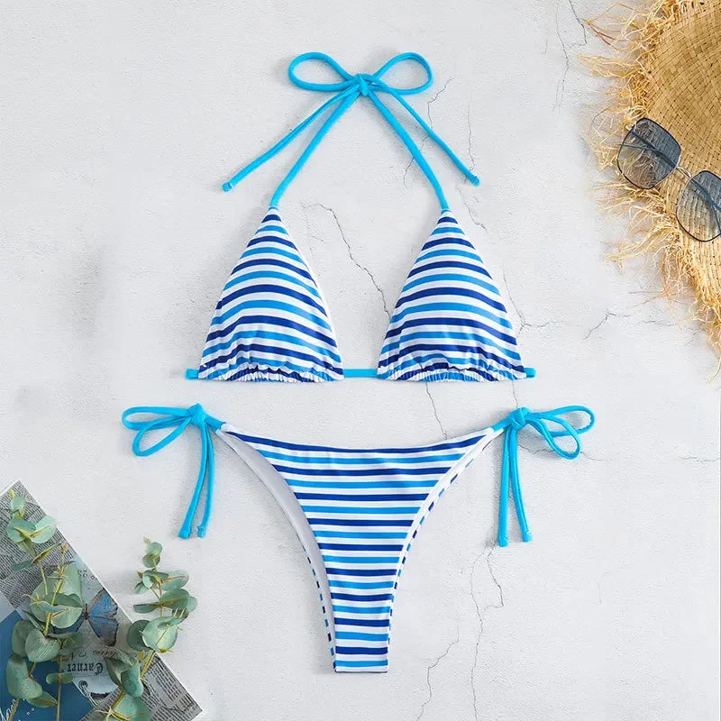 Striped Printed Swimsuit