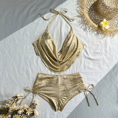 Shiny Gold Metallic 2 Piece Set