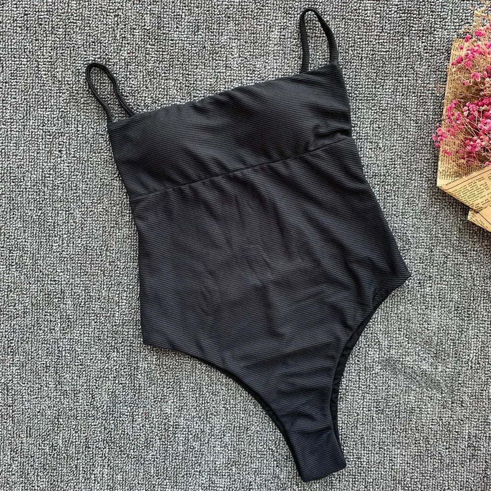 Swimwear Front Tie Push Up Padded One Piece Swimsuit Deep V Neck Bathers Bathing Suit Backless Swimming Suit Monokini