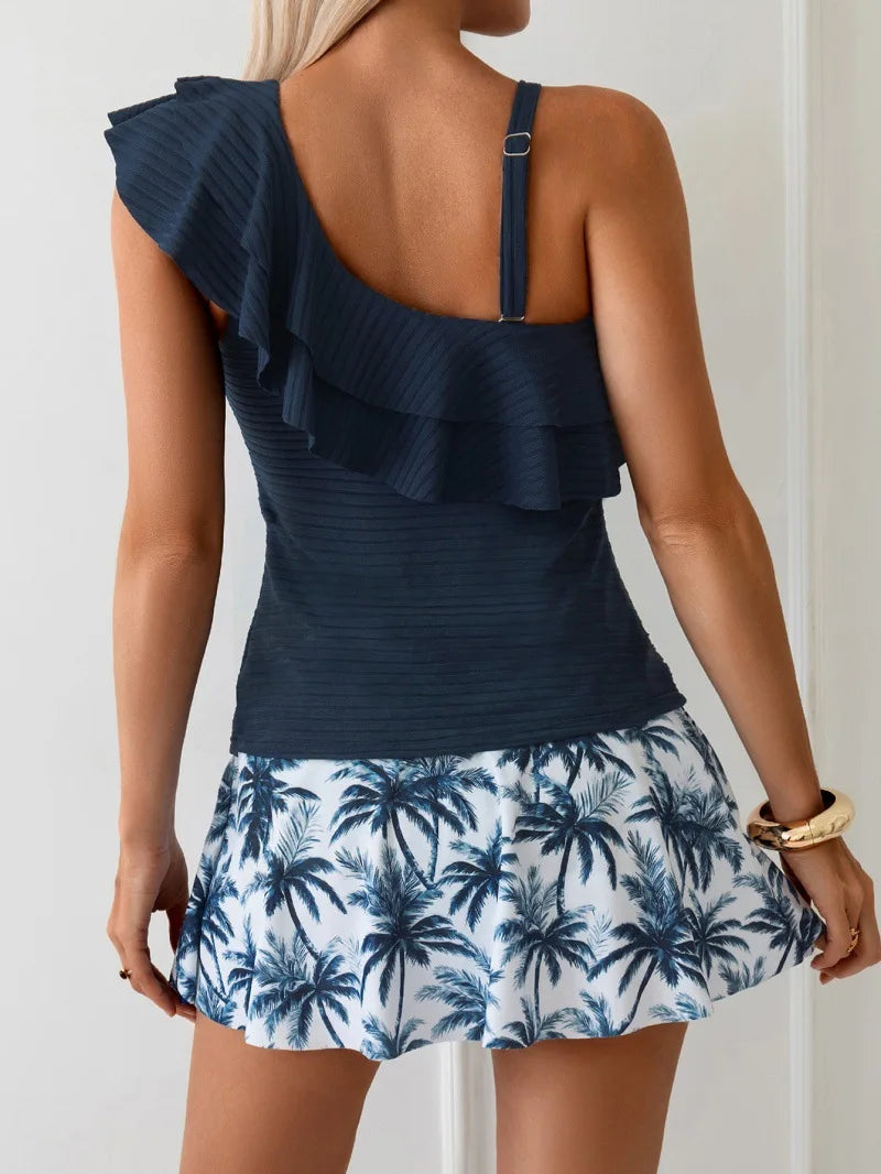Vintage Black Maple Print Tankini Set