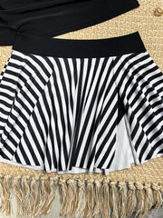 Vintage Black Striped Tankini Set