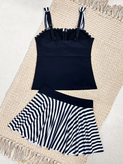 Vintage Black Striped Tankini Set