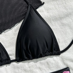 3 Piece Hibiscus Print Bikini Set