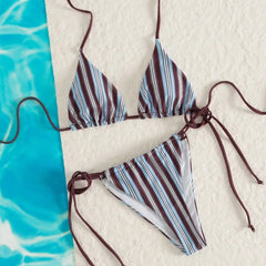Bathing Suits Stripe 2-Piece String Bikini Set