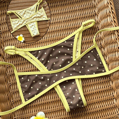 Brown Polka Dot Bikini Set