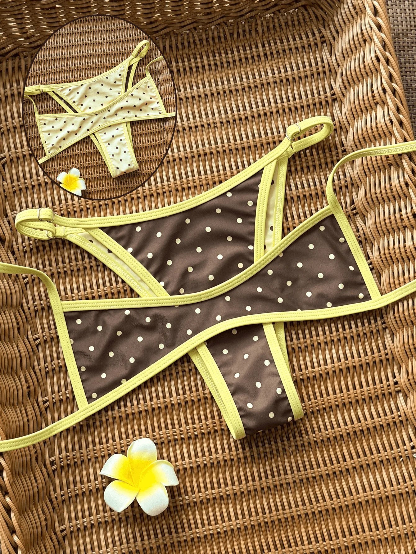 Brown Polka Dot Bikini Set