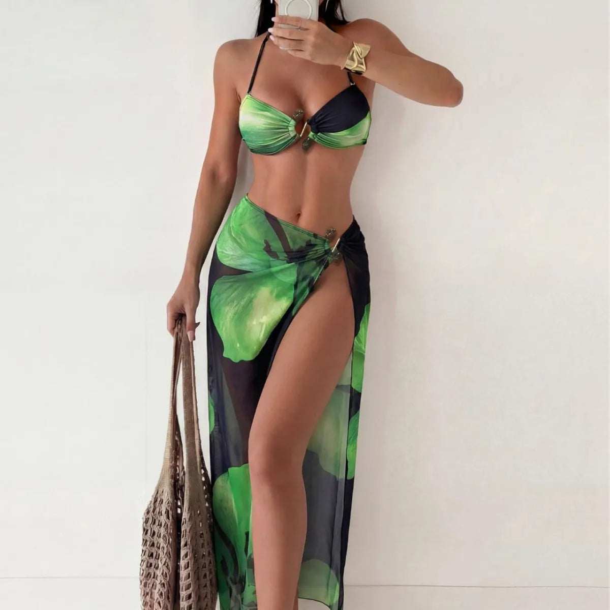 Floral 3 Piece Bikini Set